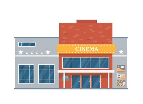 Movie Theater Drawing, Movie Theather, Cinema Drawing, Cinema Building, Cinema Illustration, Cinema House, Theatre Drawing, Cinema Event, Transportation Preschool Activities