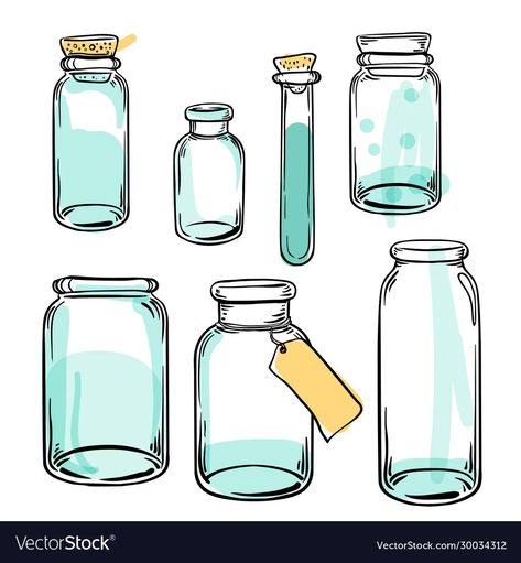 Set glass flasks magic potions vector image Halloween Lettering, Bullet Journal Hand Lettering, Illustration Science, Magical Elements, Paper Vector, Magic Potions, Bottle Drawing, Aged Paper, Vintage Science