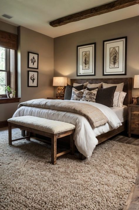 Dark Brown And White Bedroom Ideas, Dark Chocolate Bedroom, Dark Brown Headboard Bedroom Ideas, Dark Brown Furniture Bedroom Aesthetic, Dark Brown Headboard Bedroom, Brown Bed Frame Bedroom Ideas, Dark Wooden Bedroom Ideas, Bedroom Ideas Brown Furniture, Brown Bedroom Ideas Cozy