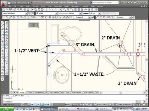 Good example of cad plumbing drawing....2ND Story Addition Rough In Drwgs - Plumbing - DIY Home Improvement Plumbing Drawing Plan House, Plumbing Design Layout, Plumbing Drawing Plan, 2nd Story Addition, Bathtub Plumbing, Bathroom Layout Ideas, Bathroom Construction, Shower Plumbing, Pex Plumbing