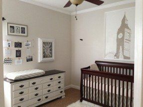 neutral nursery, England theme, big ben, Changing table, dresser, refinished Nursery Cherry Wood Furniture, White And Dark Wood Nursery, Espresso Nursery Furniture, Cherry Crib Nursery, Cherry Wood Crib Nursery, Espresso Crib Nursery, Nursery With Brown Crib, Cherry Wood Nursery, Dark Crib Nursery