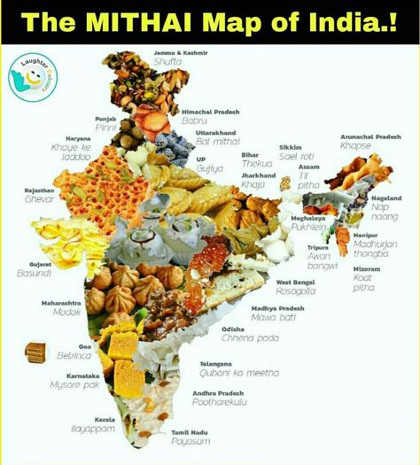 Sweet Mithai, Map Of India, Food Map, Vegetarian Indian, India Map, Indian Cooking Recipes, Vegan Soup Recipes, Easy Food Art, रोचक तथ्य