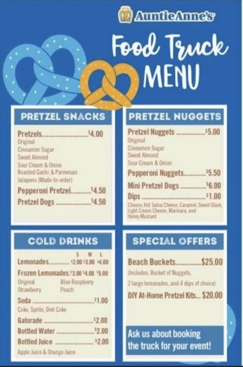 Please welcome Auntie Anne's Pretzels! Sunday September 19th Outside the clubhouse 12-3pm #WeLoveOurResidents #LoveWhereYouLive #FortMyers #Pretzels #FoodTruckEvent @auntieannespretzels Pretzel Food Truck, Pretzel Business, Pretzel Stand, Pepperoni Dip, Auntie Annes Pretzels, Food Truck Events, Pretzel Dogs, Auntie Annes, Pretzel Snacks