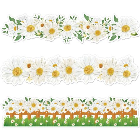 PRICES MAY VARY. YOU WILL GET: 60pcs spring theme bulletin border stickers in 3 designs, each design contains 20pcs, sufficient for decoration to welcome the coming of spring season. DAISY DESIGN: Our bulletin board borders adopt spring theme design, printed with white daisy flowers, green leaves and fence patterns, well create a vibrant spring scenery, perfect for decoration. RELIABLE TO USE: Made of good material paper, durable and safe, easy to stick and peel, you can easily stick them on the Daisy Border Design, Chalkboard Office, Classroom Chalkboard, Bulletin Borders, Border Sticker, Spring Scenery, Spring Bulletin Boards, Spring Daisy, Chalkboard Decor