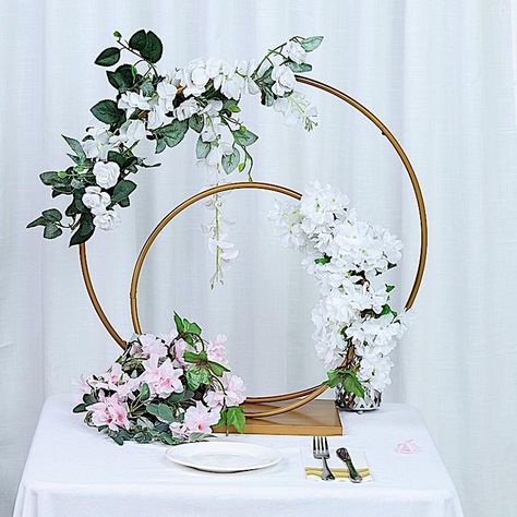 BalsaCircle 2 Gold Standing Wreath Rings Metal Round Hoops - Wedding Reception Party Events Home Decorations Centerpieces - Walmart.com - Walmart.com Wreath Rings, Mini Balloons, Balloon Centerpieces, Flower Centerpieces Wedding, Floral Hoops, Wedding Party Decorations, Flower Stands, Metal Flowers, Flower Centerpieces