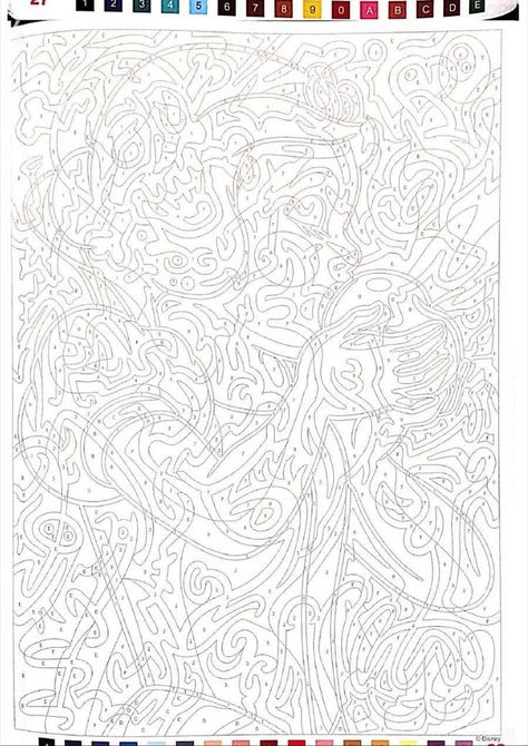 Disney Mystery Coloring Book Pages, Color By Number For Adults Disney, Disney Adult Coloring Books, Disney Colouring Pages, Disney Coloring Sheets, Adult Color By Number, Disney Paintings, Abstract Coloring Pages, Halloween Coloring Book