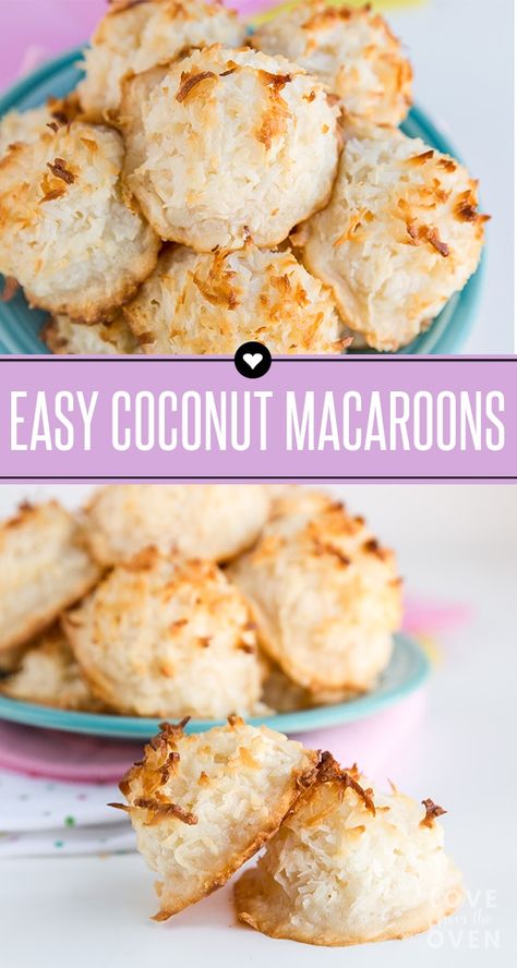 Delicious and easy coconut macaroons. Made with just five ingredients, these macaroon cookies come together in no time.   #coconutmacaroons #macaroons #cookies via @lovefromtheoven Easy Coconut Macaroons, Easy Macaroons Recipe, How To Make Macaroons, Macaroon Recipe, Coconut Macaroons Easy, Macaroons Recipe, Coconut Macaroons Recipe, Macaroon Cookies, Slow Cooker Desserts