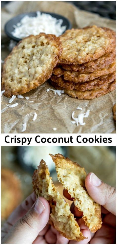 Cookie Exchange Cookies, Crispy Coconut Cookies, Oatmeal Lace Cookies, Crisp Cookies, Cookies Coconut, Amazing Cookie Recipes, Coconut Cookies Recipes, Coconut Oatmeal, Recipe Cookies