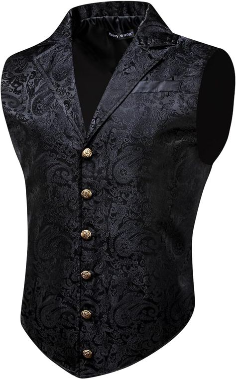 Barry.Wang Dark Purple Paisley Victorian Vest Loki Men Costume Waistcoat Steampunk Gothic Vest for Halloween Cosplay at Amazon Men’s Clothing store Victorian Vest, Bow Tie Pants, Wedding Party Groomsmen, 2000 Fashion, Tuxedo Jacket, New Fashion Trends, Suit Vest, Suits Coats, Vintage Buttons