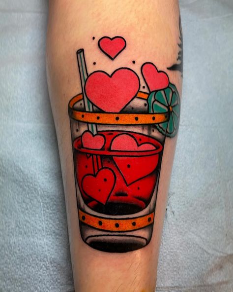 Drink Design Ideas, Cocktail Tattoo, Air Tattoo, Traditional Tattoo Inspiration, Tattoo Filler, Drink Design, Retro Tattoos, Tattoo Flash Art, Time Tattoos