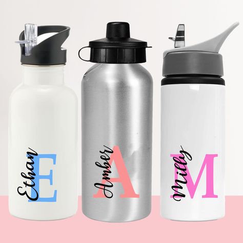 Back To School Drinks, School Drinks, Engraved Water Bottles, School Water Bottles, Printed Water Bottles, Aluminum Water Bottles, Sports Bottle, Custom Water Bottles, Name Print