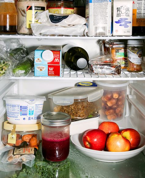 What's inside the chef's fridge? ‘You Probably Don’t Want to Look in the Crisper’ - NYTimes.com Inside Fridge Photography, Fridge Goals Snacks, Healthy Fridge Goals, Fridge Goals Healthy Food, Full Fridge Goals, Chef Fridge, Fridge Photography, Inside Fridge, Messy Fridge