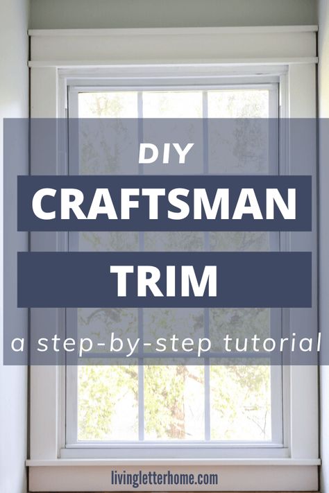 How to install your own DIY craftsman style trim! Great for a beginner woodworker! via Living Letter Home Craftsman Style Woodwork, Diy Craftsman Trim, Craftsman Style Trim, Craftsman Window Trim, Window Grills, Guest Bathroom Renovation, Craftsman Trim, Magnolia Paint, Add Character To Your Home