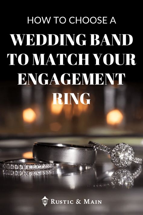 If you decide to take the route of wearing both your wedding band and engagement ring from your wedding day onward, it's a good idea to make sure those rings match. So today, we're giving our best tips for how to choose a wedding band to match your engagement ring. We're covering everything from wearing multiple rings on one finger to matching metals and complimentary shapes and styles. Make sure your wedding band matches your engagement ring perfectly with these tips! Wedding Band And Engagement Ring, Military Marriage, Rustic Bridesmaids, Rustic Wedding Photos, Rustic Wedding Rings, One Finger, Multiple Rings, Rustic Wedding Cake, Rustic Wedding Flowers