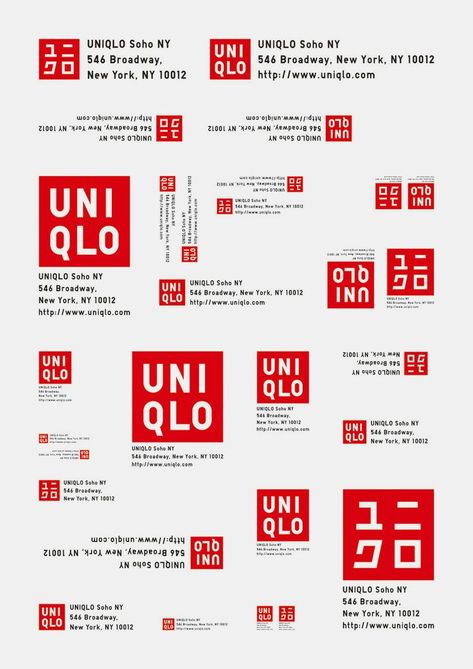 Logo Square Design, Uniqlo Branding, Square Branding, Uniqlo Logo, Red Branding, Logo Guidelines, Inspiration Logo Design, Logo Application, Square Logo