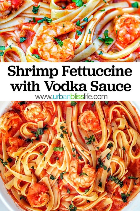 This Shrimp Fettuccine with Vodka Sauce is a 30-minute meal with bold flavors. Get the full recipe at UrbanBlissLife.com #pasta #shrimp #seafood #seafoodpasta #vodkasauce #pastasauce #30minutemeals #fastdinner #easydinners Types Of Pasta Sauce, Amazing Pasta, Pasta Shrimp, Dishes Recipe, Shrimp Fettuccine, The Letter Y, Seafood Recipe, Easy Pasta Dishes, Vodka Sauce