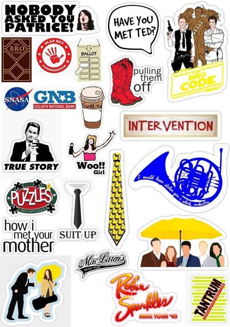 Himym Stickers Printable, How I Met Your Mother Stickers, Himym Stickers, How Met Your Mother, Ra Ideas, Procreate Ipad Art, Mother Tattoos, One Day I Will, How I Met Your Mother