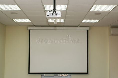 Projector In Office, Projector Screen Ideas, Dark Office, Projector Wall, Overhead Projector, Projection Screen, Projector Screen, Fine Print, Small Office