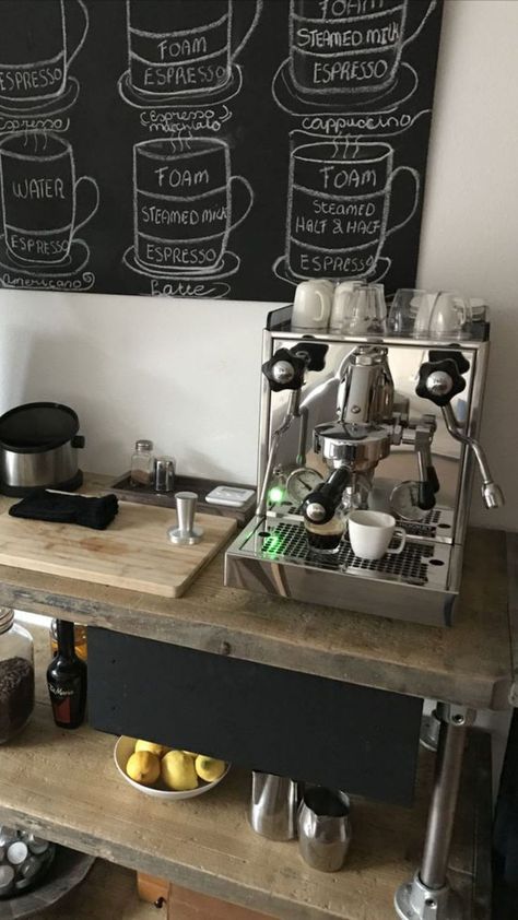 Rocket Espresso, Espresso Kitchen, Espresso At Home, Coffee Bar Design, Home Coffee Stations, Coffee Bars In Kitchen, Beverage Center, Home Coffee Bar, Coffee Bar Home