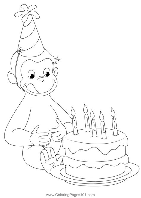 George Birthday Curious George Characters, Curious George Printables, Curious George Coloring Pages, Birthday Coloring Page, Happy Birthday George, Curious George Birthday Party, Curious George Party, Sports Coloring Pages, Curious George Birthday