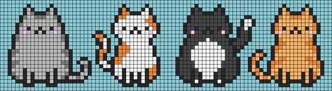 Pixel Art Templates, Tapestry Crochet Patterns, Pola Kristik, Diy Perler Beads, Beaded Cross Stitch, Diy Bracelets Patterns, Cat Cross Stitch, Pixel Pattern, Pixel Art Pattern