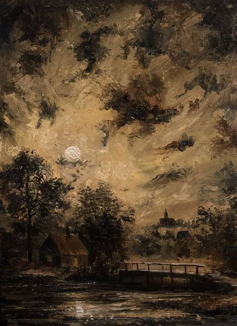 Dark Colored Art Prints, Cozy Landscape, Rennaissance Art, Photos Inspo, Search Bar, Original Landscape Painting, Old Paintings, Aesthetic Painting, Ethereal Art