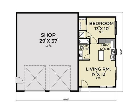 Garage With Living Quarters Floor Plans, Shop With Small Living Quarters, Garage With Living Quarters One Level, Shop With Living Quarters Plans, Tiny House Remodel, Shop With Living Quarters, Garage Apartment Floor Plans, Laneway House, Garage With Living Quarters