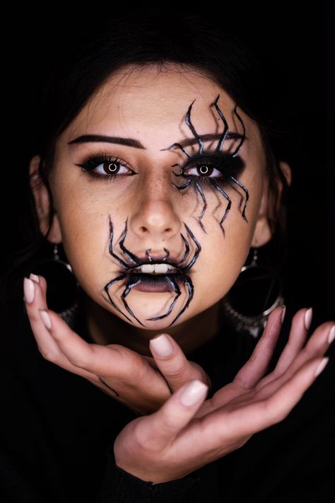 Black Widow Makeup, Alien Halloween Makeup, Fairy Halloween Makeup, Spider Makeup, Cat Halloween Makeup, Creative Halloween Makeup, Holloween Makeup, Gyaru Makeup, Creepy Halloween Makeup