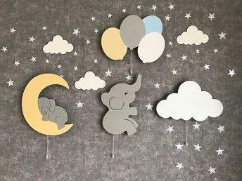 Baby Xmas Gifts, Nursery Elephant, Cloud Nursery Decor, Elephant Lamp, Cloud Night Light, Elephant Balloon, Baby Wall Decor, Cloud Lamp, Cloud Wall