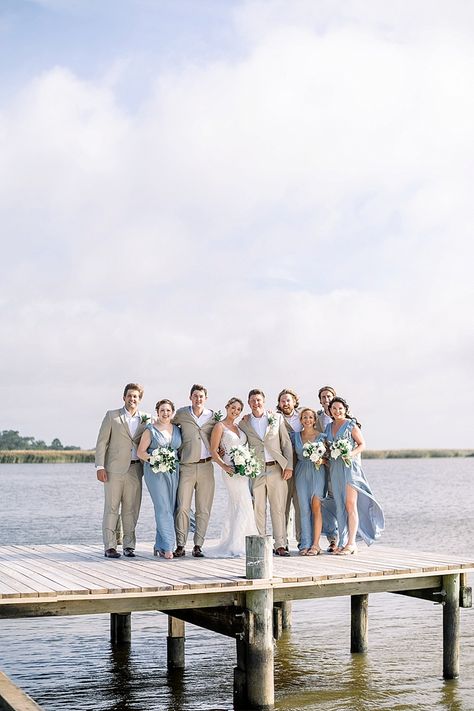 Tan Suit Blue Bridesmaid Dress, Beige Groomsmen Suits Blue Bridesmaid Dresses, Blue And Tan Suit Wedding, Dusty Blue Bridesmaid Dresses And Tan Suits, Blue And Beige Bridesmaid Dresses, Wedding Tan Suits Groomsmen, Tan Groomsmen Suits With Blue Bridesmaids, Tan Wedding Suits With Blue, Tan Suits Wedding Party