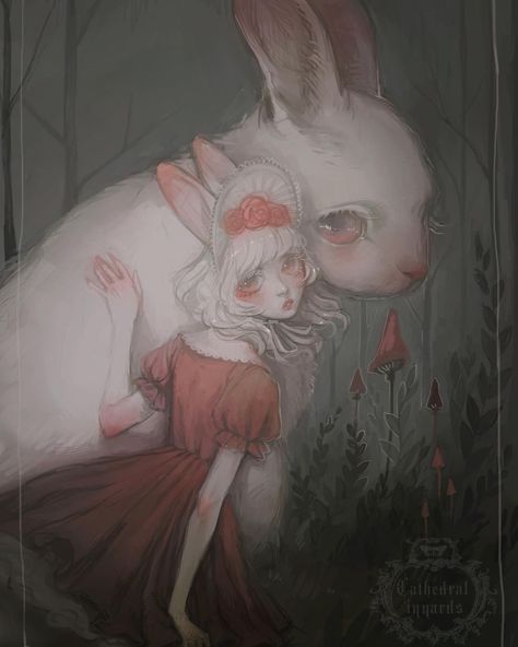 White Rabbit Aesthetic Dark, Creepy Cute Art, Creepy Animals, Pink Punk, Creepy Doll, Bunny Drawing, Vintage Bunny, Rabbit Art, Bunny Art