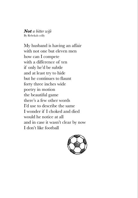 #football #footballpoem #poem #poetry Football Poems, Sports Poems, About Football, Having An Affair, Bitter, Poetry, Football, Quick Saves, American Football