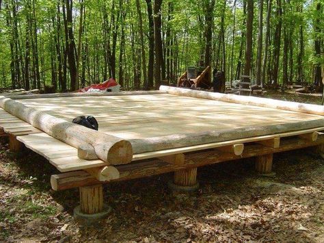 How To Build A Log Cabin Diy, Log Building Ideas, Small Cabins On A Budget, Cabin Foundation, Building A Log Cabin, Build A Cabin, Build Your Own Cabin, Building A Small Cabin, Cabin Building