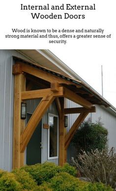 Front Door Roof Overhang Diy, Awning Over Door, Awning Ideas, Front Door Awning, Door Overhang, Timber Frame Porch, Bow Door, Porch Awning, Door Awning