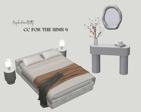 Nightstand Mirror, Sims 4 Beds, Mod Furniture, Sims 4 Bedroom, Casas The Sims 4, Sims 4 Gameplay, Bedroom Items, Sims 4 Cc Packs, Sims 4 Cc Furniture