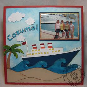 Cruising With The Cricut: Day 6 - At Sea, Project 2 Cruise Scrapbook Layouts, Cruise Scrapbook Pages, Cruise Scrapbook, Scrapbook Disney, Unique Scrapbooks, Travel Scrapbook Pages, Cruise Pictures, Recipe Scrapbook, Travel Album