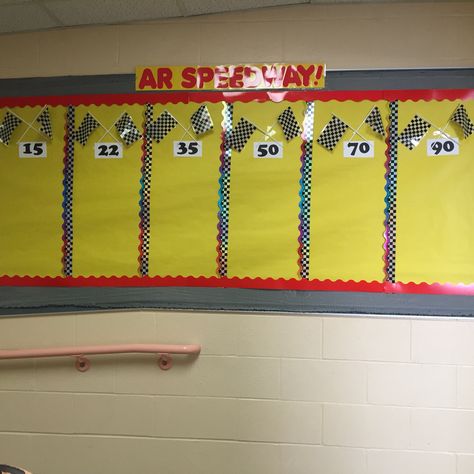 AR bulletin board...cars are moved as students earn AR points. Ar Bulletin Board Ideas, Ar Bulletin Boards, Pe Bulletin Boards, Ar Points, Bulletin Board Ideas, Board Ideas, Bulletin Boards, Bulletin Board, Track