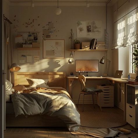 Bedroom Decor With Desk, Cozy Bedroom With Desk, Dorm Room Desk, Cozy Small Bedrooms, Cosy Room, Redecorate Bedroom, Future Apartment, Room Makeover Bedroom, Dream Room Inspiration