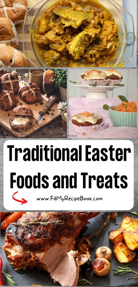 Recipes associated with Traditional Easter Foods and Treats. Special meals eaten on Good Friday or Easter Sunday, dinner, desserts symbolize. Traditional Easter Food, Easter Sunday Recipes, Good Friday Easter, Sunday Meals, Traditional Easter Recipes, Easter Foods, Friday Dinner, Hot Cross Buns Recipe, Meals Dinner