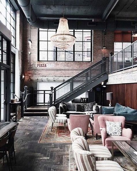 teal blush gray                                                                                                                                                                                 More Loft Estilo Industrial, Warehouse Loft, Asma Kat, Homes Ideas, Loft Stil, Vintage Industrial Decor, Vintage Industrial Style, Industrial Living, Industrial Interior Design