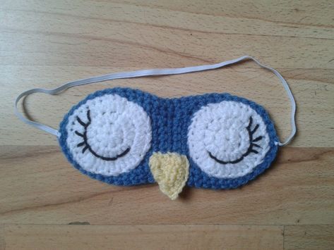 Crochet Owl Sleep Mask Pattern | AllCrafts.net | Bloglovin’ Sleep Mask Crochet, Sleep Mask Pattern, Bobble Crochet, Yarn Box, Crochet Owls, Crochet Eyes, Crochet Owl, Mask Pattern, Crochet Diy