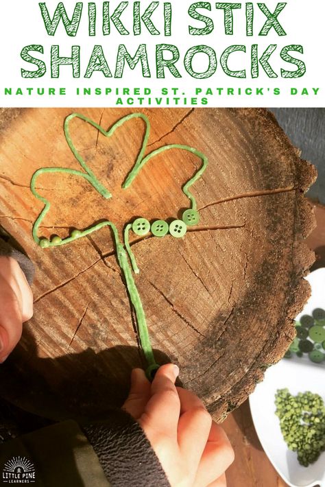 If you are looking for creative St. Patrick's Day activities, look no further. Here are four nature inspired St. Patrick's Day activities to try! St Patricks Day Nature Activities, St Patricks Day Fine Motor Activity, St Patrick’s Day Process Art, Lucky Charm Activities St. Patrick's Day, Shamrock Plant, Hand Knitting Yarn, Motor Skills Activities, Fine Motor Skills Activities, Floral Shop