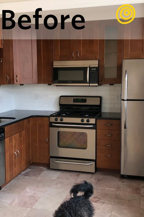 See how this homeowner reimagined the “very early 2000s kitchen” in his Washington D.C. row home with lots of purple and 1970s-inspired decor. Early 2000s Kitchen, Dark Purple Kitchen, 2000s Kitchen, Purple Kitchen Cabinets, Painting Appliances, Purple Cabinets, Vintage Band Posters, Row Home, White Subway Tile Backsplash