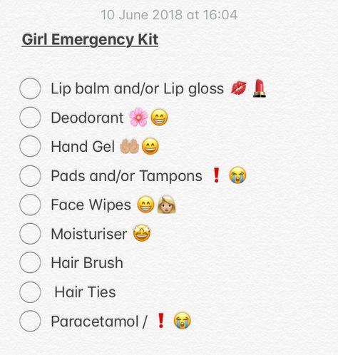 Emergency Kit List, Period Pack, Emergency Kit For Girls, Middle School Supplies, School Emergency Kit, Middle School Survival, Girl Kit, Things To Pack, Middle School Hacks