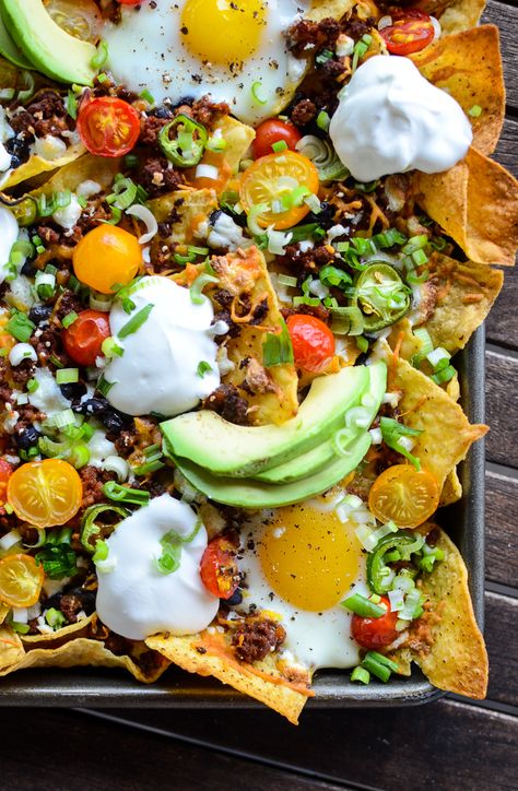 Huevos Rancheros Breakfast Nachos | The Every Kitchen Huevos Rancheros Breakfast, Nachos Recipes, Breakfast Nachos, Runny Eggs, Crispy Chips, Recipe Breakfast, Kitchen Recipe, Think Food, Breakfast Brunch Recipes