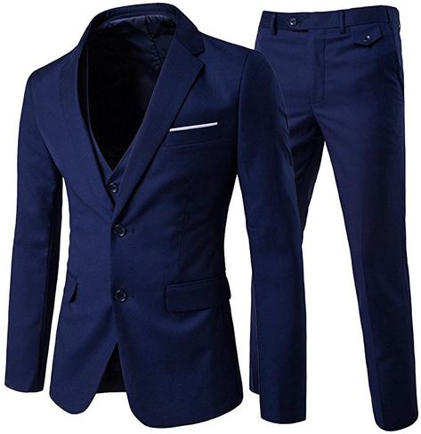 Men's Modern Fit 3-Piece Suit Blazer Jacket Tux Vest & Trousers Medium Navy: Amazon.co.uk: Clothing Plaid Suit Men, Mens Tux, Blazer Casual, Men's Business Suits, Wedding Dress Suit, Plaid Suit, Slim Fit Suit, Formal Suits, Business Suit