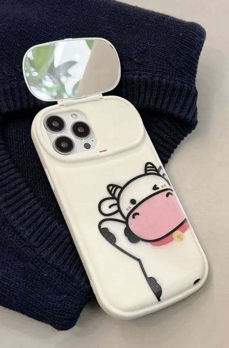 Cute Trendy cow mirror with high appearance Phone Case For iphone14 13 12 11 Pro Max Cow Phone Case, Nice Accessories, Creative Iphone Case, Girly Iphone Case, Stylish Iphone Cases, Animal Phone Cases, Iphone Cases Cute, Pretty Iphone Cases, Pretty Phone Cases