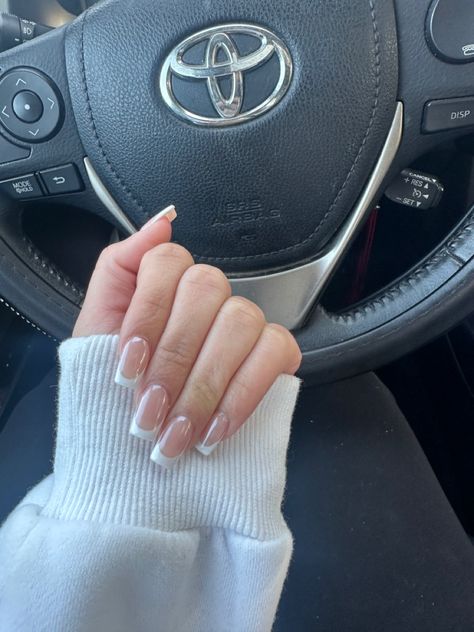 White French Glazed Nails, Glazed Chrome French Nails, French Tips Glazed, Hailey Bieber Nails Chrome French Tip, French Tip With Chrome On Top, French Hailey Bieber Nails, Pearly Chrome French Tips, Coffin Pearl French Tip, French Nails With Chrome Square