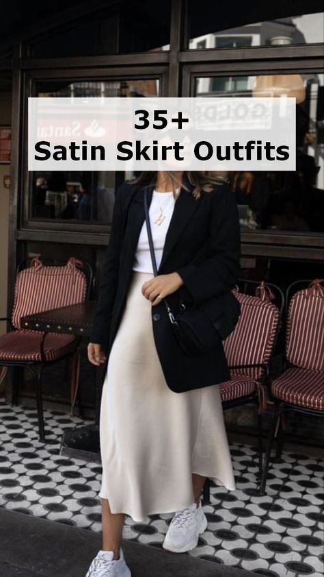 #BEAUTY, #RELATIONSHIPS #Fashion #Animals #Outfits #Winter Outfits #Animals White Satin Skirt Outfit, White Skirt Winter, Satin Skirt Outfit Summer, Slip Skirt Outfit, White Satin Skirt, Blue Skirt Outfits, White Tshirt Outfit, Silk Skirt Outfit, Satin Skirt Outfit