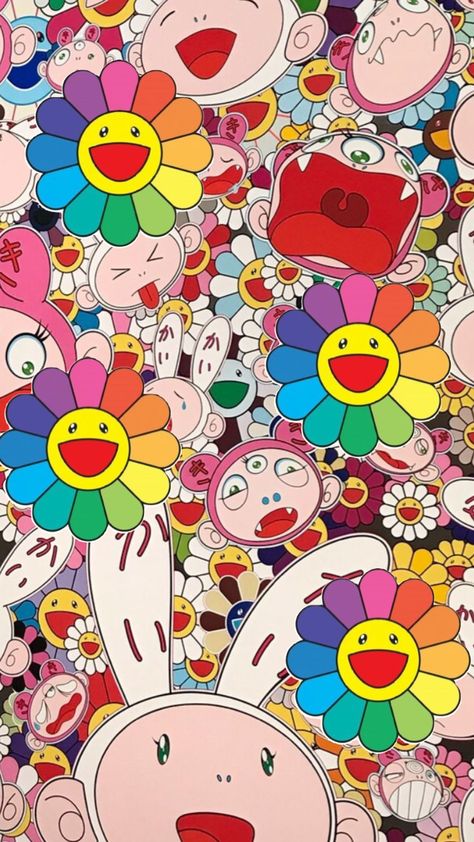 Takashi Murakami Artwork, Smiling Flower Wallpaper, Takashi Murakami Wallpaper, Takashi Murakami Art, Bape Wallpaper Iphone, Murakami Flower, Art Y2k, Superflat, Joy Art